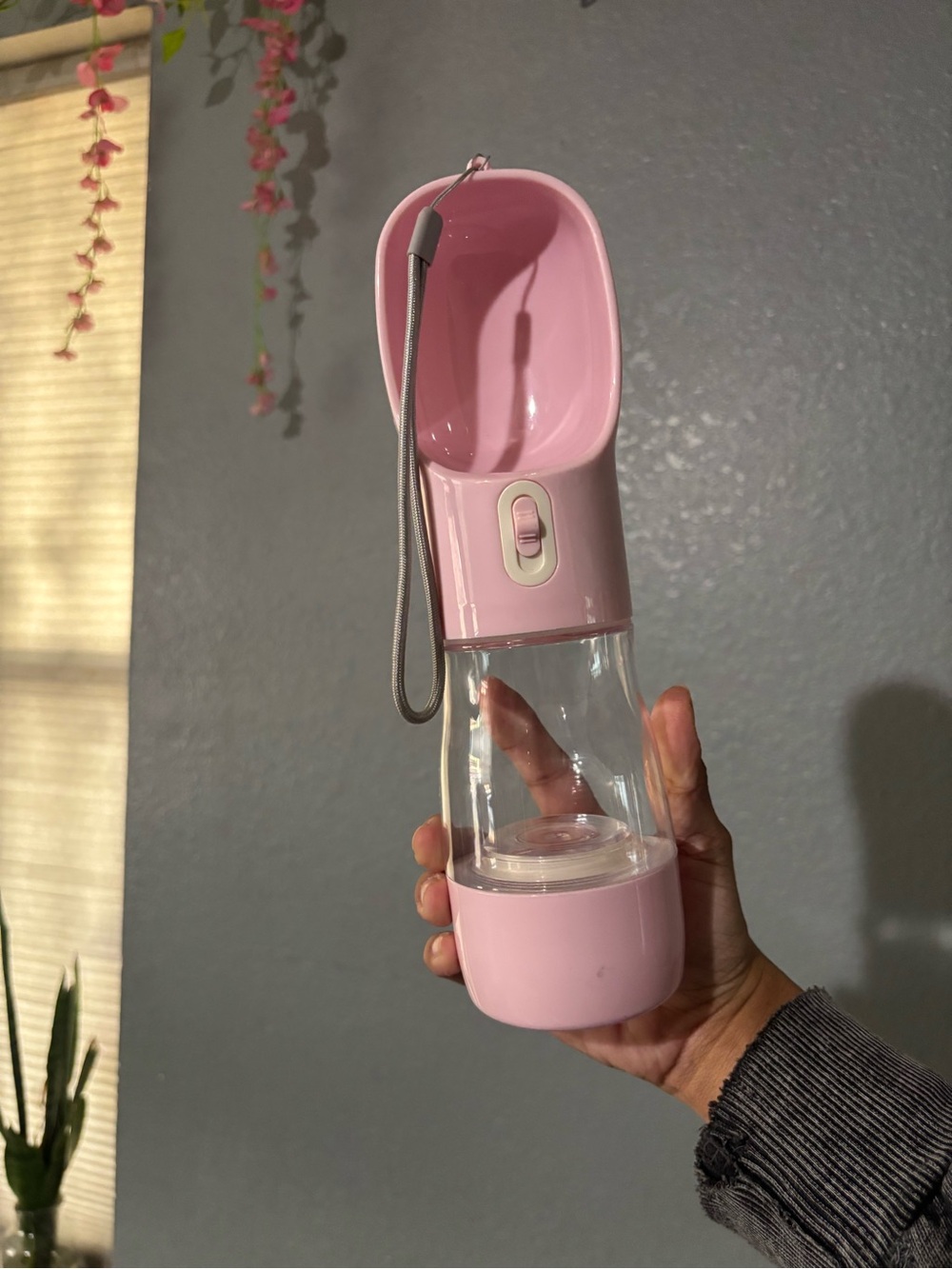 Portable Pink Pet Water Bottle - Travel Dispenser